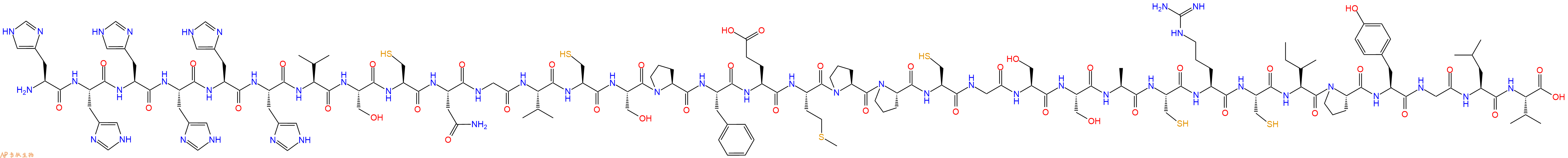 专肽生物产品H2N-His-His-His-His-His-His-Val-Ser-Cys-Asn-Gly-Val-Cys-Ser-Pro-Phe-Glu-Met-Pro-Pro-Cys-Gly-Ser-Ser-Ala-Cys-Arg-Cys-Ile-Pro-Tyr-Gly-Leu-Val-OH