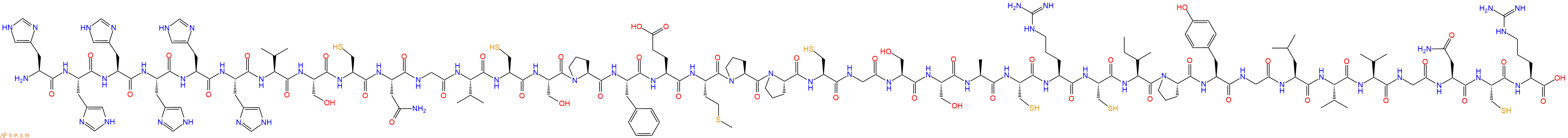 专肽生物产品H2N-His-His-His-His-His-His-Val-Ser-Cys-Asn-Gly-Val-Cys-Ser-Pro-Phe-Glu-Met-Pro-Pro-Cys-Gly-Ser-Ser-Ala-Cys-Arg-Cys-Ile-Pro-Tyr-Gly-Leu-Val-Val-Gly-Asn-Cys-Arg-OH