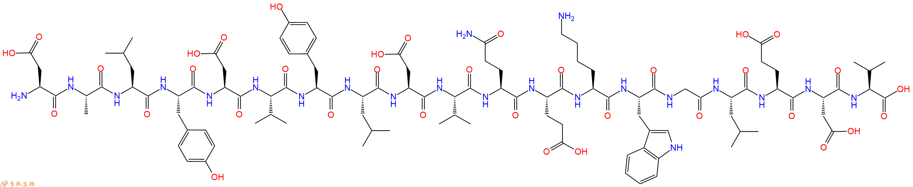 专肽生物产品H2N-Asp-Ala-Leu-Tyr-Asp-Val-Tyr-Leu-Asp-Val-Gln-Glu-Lys-Trp-Gly-Leu-Glu-Asp-Val-OH