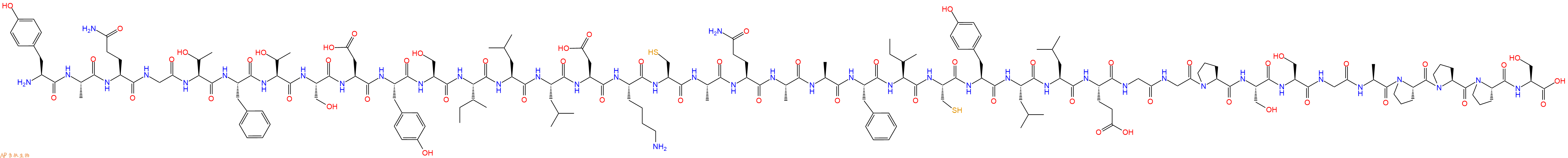 专肽生物产品H2N-Tyr-Ala-Gln-Gly-Thr-Phe-Thr-Ser-Asp-Tyr-Ser-Ile-Leu-Leu-Asp-Lys-Cys-Ala-Gln-Ala-Ala-Phe-Ile-Cys-Tyr-Leu-Leu-Glu-Gly-Gly-Pro-Ser-Ser-Gly-Ala-Pro-Pro-Pro-Ser-OH