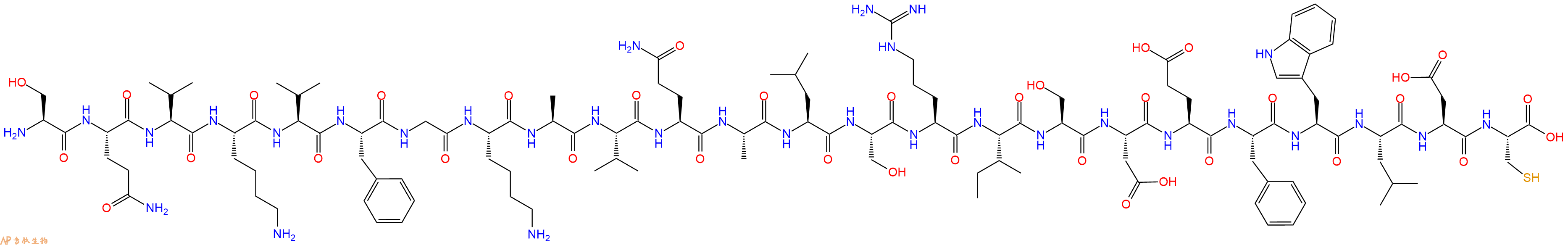 专肽生物产品H2N-Ser-Gln-Val-Lys-Val-Phe-Gly-Lys-Ala-Val-Gln-Ala-Leu-Ser-Arg-Ile-Ser-Asp-Glu-Phe-Trp-Leu-Asp-Cys-OH