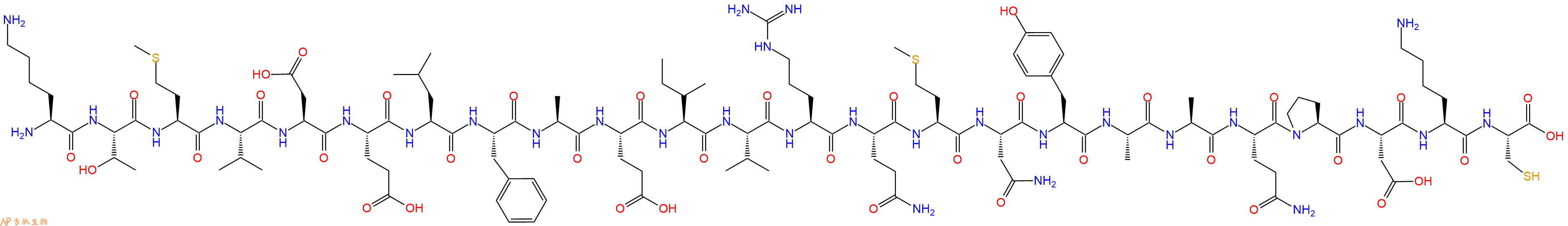 专肽生物产品H2N-Lys-Thr-Met-Val-Asp-Glu-Leu-Phe-Ala-Glu-Ile-Val-Arg-Gln-Met-Asn-Tyr-Ala-Ala-Gln-Pro-Asp-Lys-Cys-OH