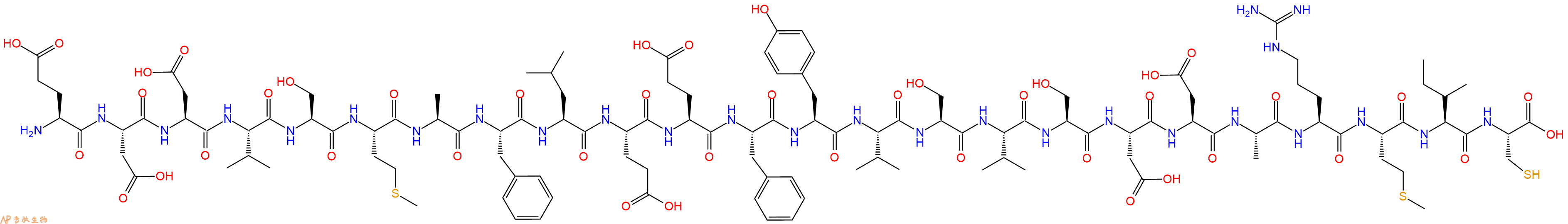 专肽生物产品H2N-Glu-Asp-Asp-Val-Ser-Met-Ala-Phe-Leu-Glu-Glu-Phe-Tyr-Val-Ser-Val-Ser-Asp-Asp-Ala-Arg-Met-Ile-Cys-OH