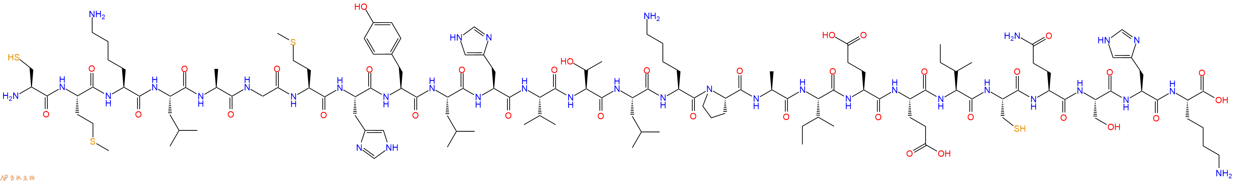 专肽生物产品H2N-Cys-Met-Lys-Leu-Ala-Gly-Met-His-Tyr-Leu-His-Val-Thr-Leu-Lys-Pro-Ala-Ile-Glu-Glu-Ile-Cys-Gln-Ser-His-Lys-OH
