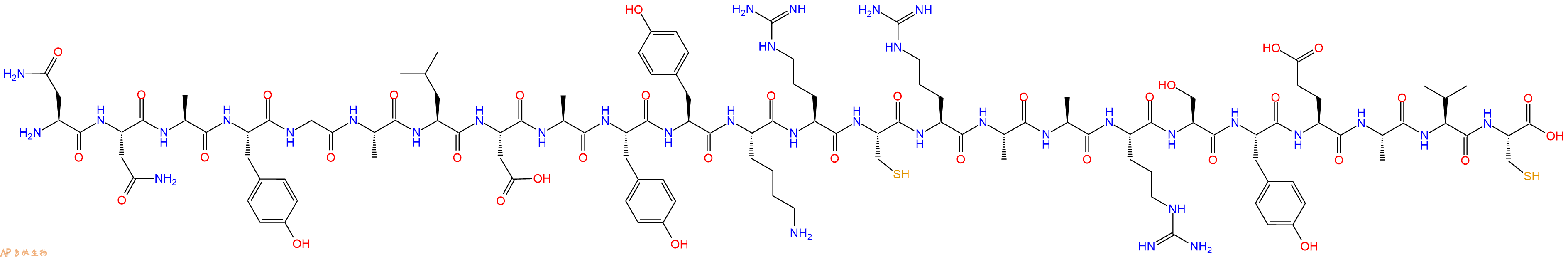 专肽生物产品H2N-Asn-Asn-Ala-Tyr-Gly-Ala-Leu-Asp-Ala-Tyr-Tyr-Lys-Arg-Cys-Arg-Ala-Ala-Arg-Ser-Tyr-Glu-Ala-Val-Cys-OH