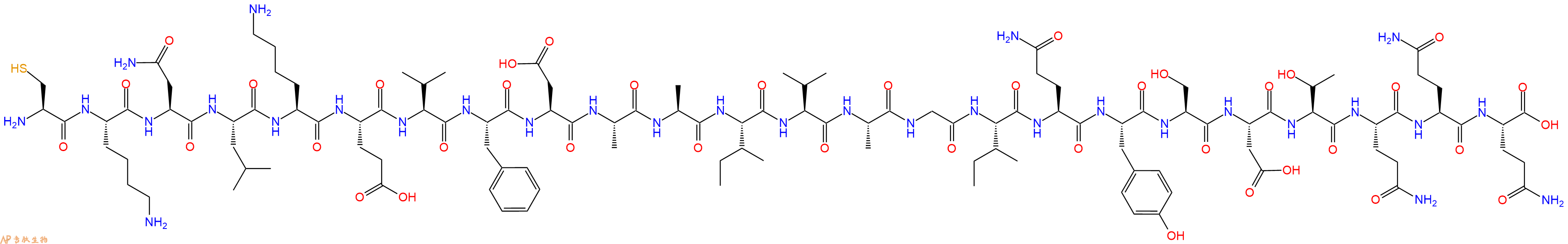 专肽生物产品H2N-Cys-Lys-Asn-Leu-Lys-Glu-Val-Phe-Asp-Ala-Ala-Ile-Val-Ala-Gly-Ile-Gln-Tyr-Ser-Asp-Thr-Gln-Gln-Gln-OH