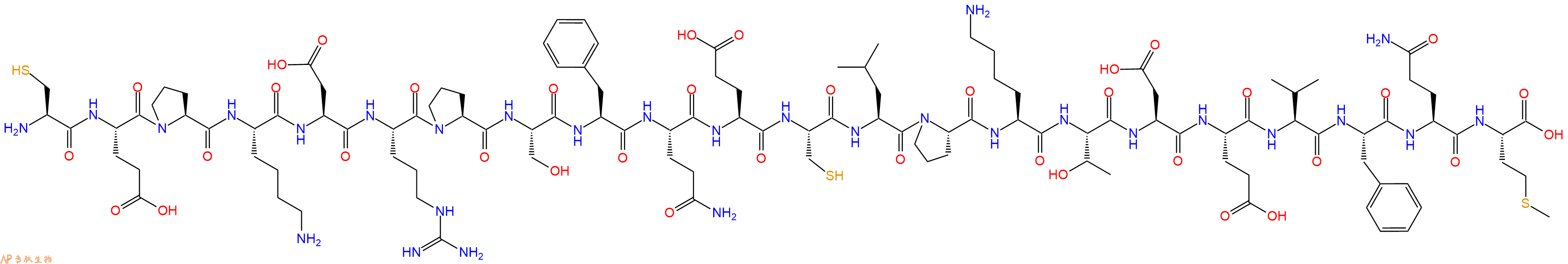 专肽生物产品H2N-Cys-Glu-Pro-Lys-Asp-Arg-Pro-Ser-Phe-Gln-Glu-Cys-Leu-Pro-Lys-Thr-Asp-Glu-Val-Phe-Gln-Met-OH