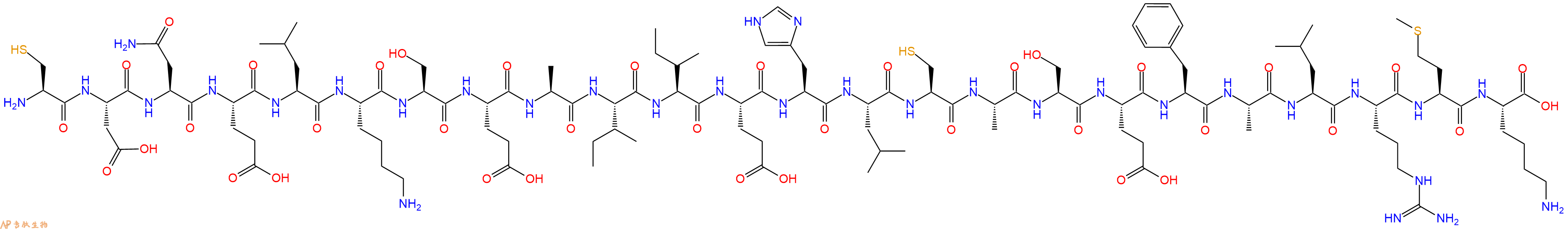 专肽生物产品H2N-Cys-Asp-Asn-Glu-Leu-Lys-Ser-Glu-Ala-Ile-Ile-Glu-His-Leu-Cys-Ala-Ser-Glu-Phe-Ala-Leu-Arg-Met-Lys-OH