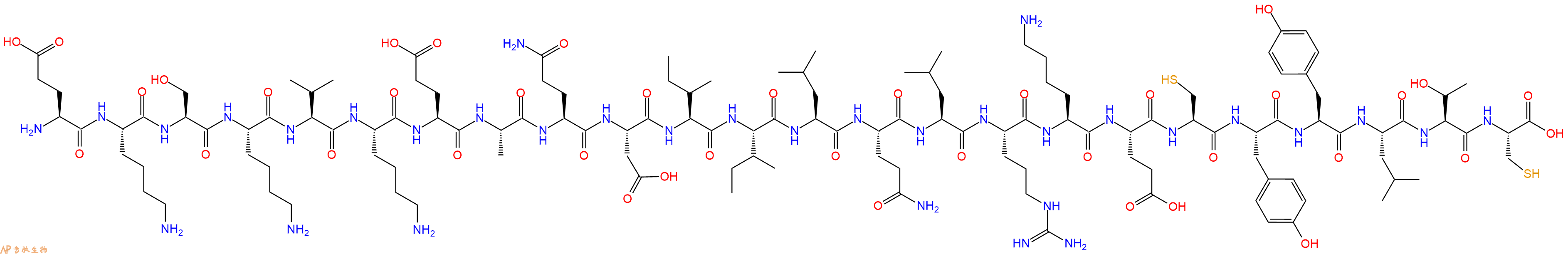专肽生物产品H2N-Glu-Lys-Ser-Lys-Val-Lys-Glu-Ala-Gln-Asp-Ile-Ile-Leu-Gln-Leu-Arg-Lys-Glu-Cys-Tyr-Tyr-Leu-Thr-Cys-OH
