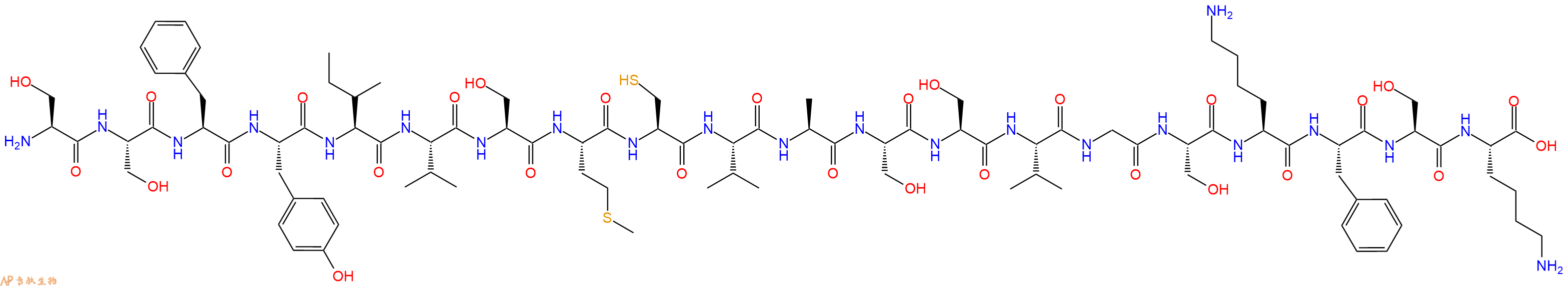 专肽生物产品H2N-Ser-Ser-Phe-Tyr-Ile-Val-Ser-Met-Cys-Val-Ala-Ser-Ser-Val-Gly-Ser-Lys-Phe-Ser-Lys-OH