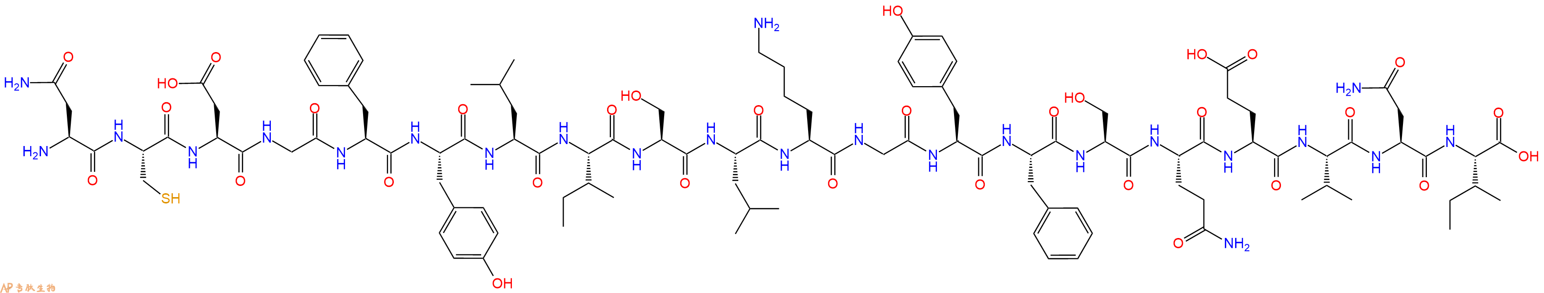 专肽生物产品H2N-Asn-Cys-Asp-Gly-Phe-Tyr-Leu-Ile-Ser-Leu-Lys-Gly-Tyr-Phe-Ser-Gln-Glu-Val-Asn-Ile-OH