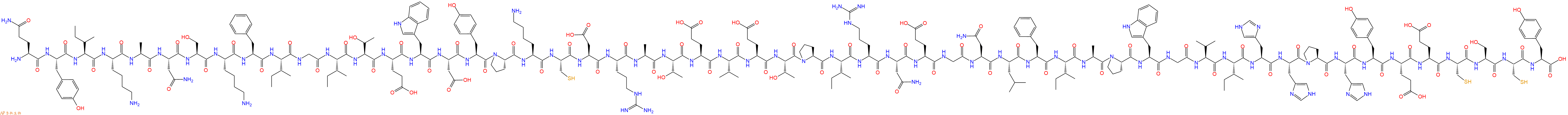专肽生物产品H2N-Gln-Tyr-Ile-Lys-Ala-Asn-Ser-Lys-Phe-Ile-Gly-Ile-Thr-Glu-Trp-Asp-Tyr-Pro-Lys-Cys-Asp-Arg-Ala-Thr-Glu-Val-Glu-Thr-Pro-Ile-Arg-Asn-Glu-Gly-Asn-Leu-Phe-Ile-Ala-Pro-Trp-Gly-Val-Ile-His-His-Pro-His-Tyr-Glu-Glu-Cys-Ser-Cys-Tyr-OH