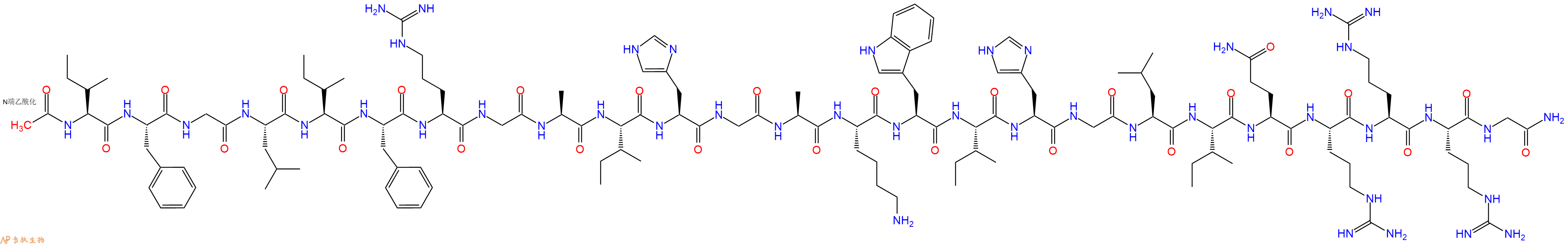 专肽生物产品Ac-Ile-Phe-Gly-Leu-Ile-Phe-Arg-Gly-Ala-Ile-His-Gly-Ala-Lys-Trp-Ile-His-Gly-Leu-Ile-Gln-Arg-Arg-Arg-Gly-NH2