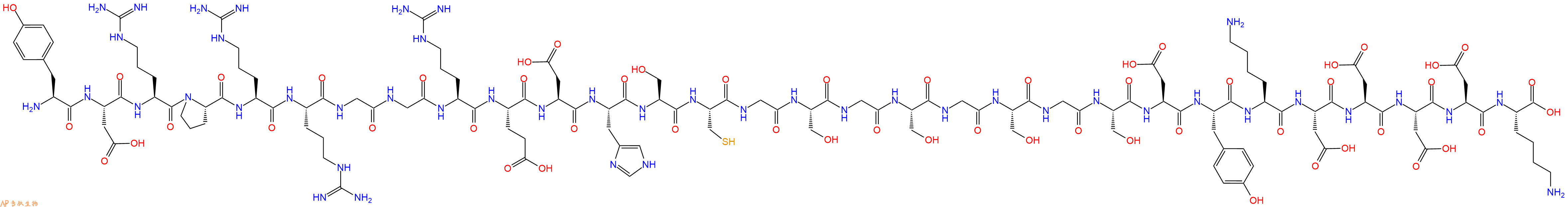 专肽生物产品H2N-Tyr-Asp-Arg-Pro-Arg-Arg-Gly-Gly-Arg-Glu-Asp-His-Ser-Cys-Gly-Ser-Gly-Ser-Gly-Ser-Gly-Ser-Asp-Tyr-Lys-Asp-Asp-Asp-Asp-Lys-OH