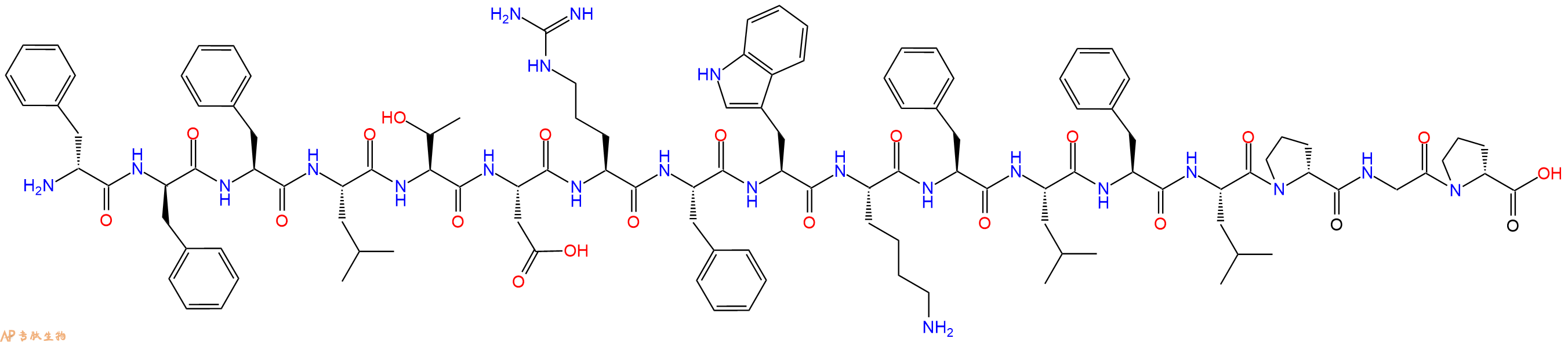 专肽生物产品H2N-DPhe-DPhe-Phe-Leu-Thr-Asp-Arg-Phe-Trp-Lys-Phe-Leu-Phe-Leu-DPro-Gly-DPro-OH