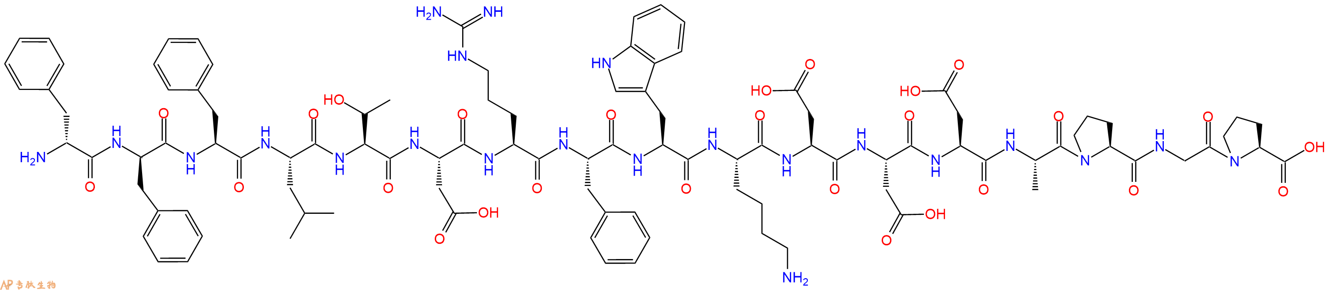 专肽生物产品H2N-DPhe-DPhe-Phe-Leu-Thr-Asp-Arg-Phe-Trp-Lys-Asp-Asp-Asp-Ala-Pro-Gly-Pro-OH