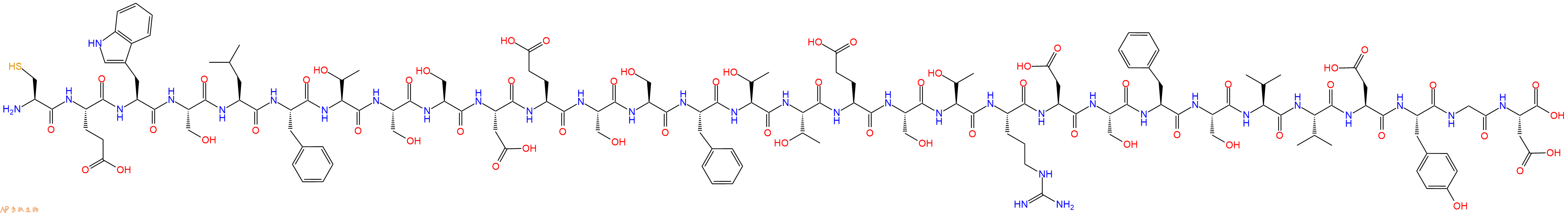 专肽生物产品H2N-Cys-Glu-Trp-Ser-Leu-Phe-Thr-Ser-Ser-Asp-Glu-Ser-Ser-Phe-Thr-Thr-Glu-Ser-Thr-Arg-Asp-Ser-Phe-Ser-Val-Val-Asp-Tyr-Gly-Asp-OH
