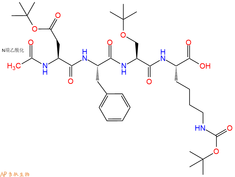 专肽生物产品Ac-Asp(OtBu)-Phe-Ser(tBu)-Lys(Boc)-OH