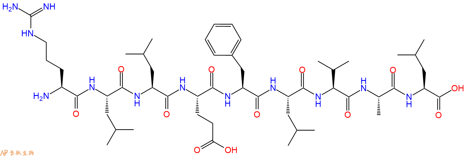 专肽生物产品H2N-Arg-Leu-Leu-Glu-Phe-Leu-Val-Ala-Leu-OH