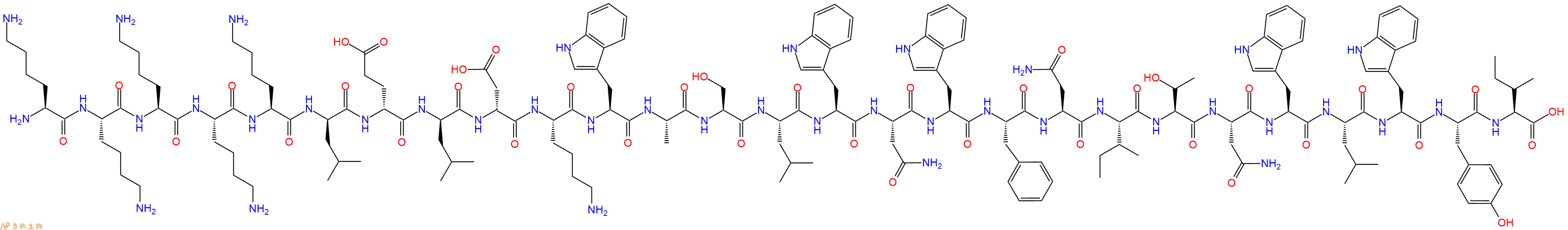专肽生物产品H2N-Lys-Lys-Lys-Lys-Lys-DLeu-DGlu-DLeu-DAsp-Lys-Trp-Ala-Ser-Leu-Trp-Asn-Trp-Phe-Asn-Ile-Thr-Asn-Trp-Leu-Trp-Tyr-Ile-OH