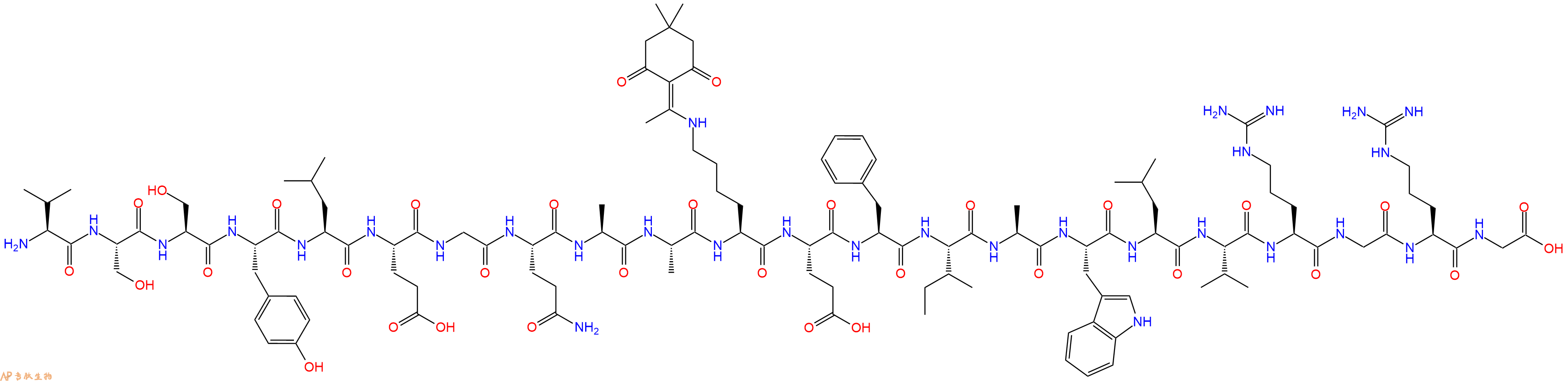 专肽生物产品H2N-Val-Ser-Ser-Tyr-Leu-Glu-Gly-Gln-Ala-Ala-Lys(Dde)-Glu-Phe-Ile-Ala-Trp-Leu-Val-Arg-Gly-Arg-Gly-OH