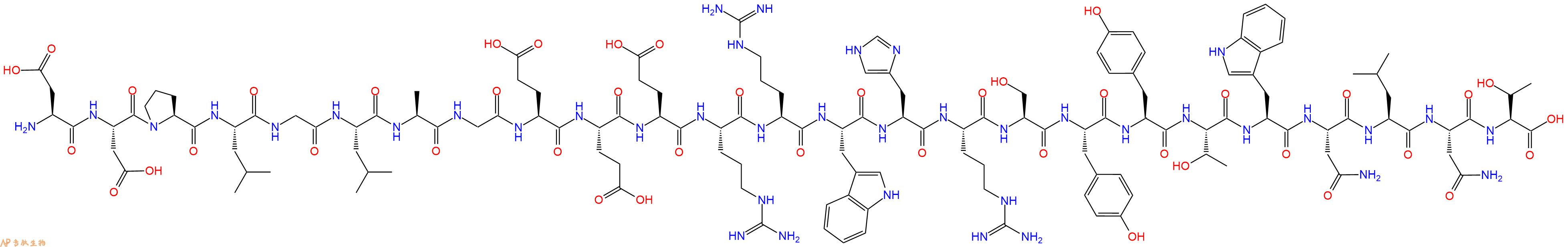 专肽生物产品H2N-Asp-Asp-Pro-Leu-Gly-Leu-Ala-Gly-Glu-Glu-Glu-Arg-Arg-Trp-His-Arg-Ser-Tyr-Tyr-Thr-Trp-Asn-Leu-Asn-Thr-OH