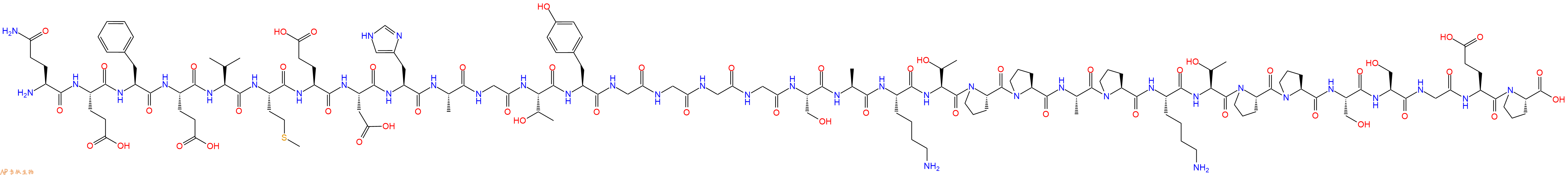 专肽生物产品H2N-Gln-Glu-Phe-Glu-Val-Met-Glu-Asp-His-Ala-Gly-Thr-Tyr-Gly-Gly-Gly-Gly-Ser-Ala-Lys-Thr-Pro-Pro-Ala-Pro-Lys-Thr-Pro-Pro-Ser-Ser-Gly-Glu-Pro-OH