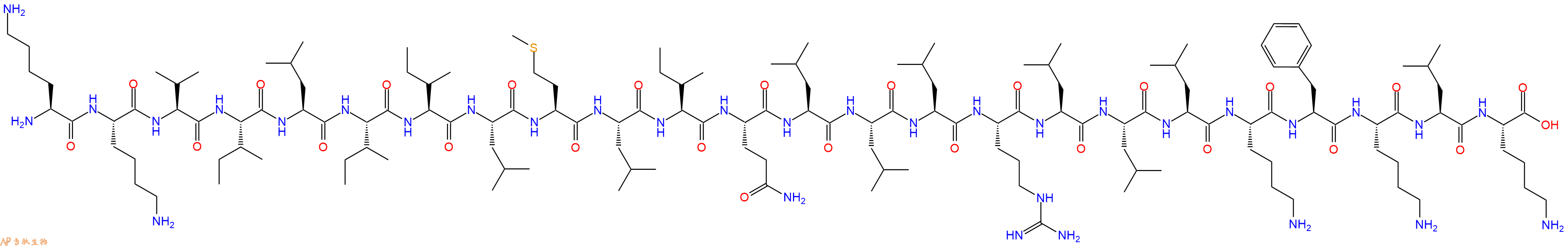 专肽生物产品H2N-Lys-Lys-Val-Ile-Leu-Ile-Ile-Leu-Met-Leu-Ile-Gln-Leu-Leu-Leu-Arg-Leu-Leu-Leu-Lys-Phe-Lys-Leu-Lys-OH