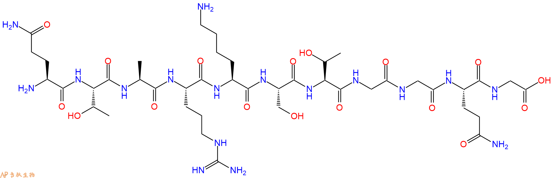 专肽生物产品H2N-Gln-Thr-Ala-Arg-Lys-Ser-Thr-Gly-Gly-Gln-Gly-OH
