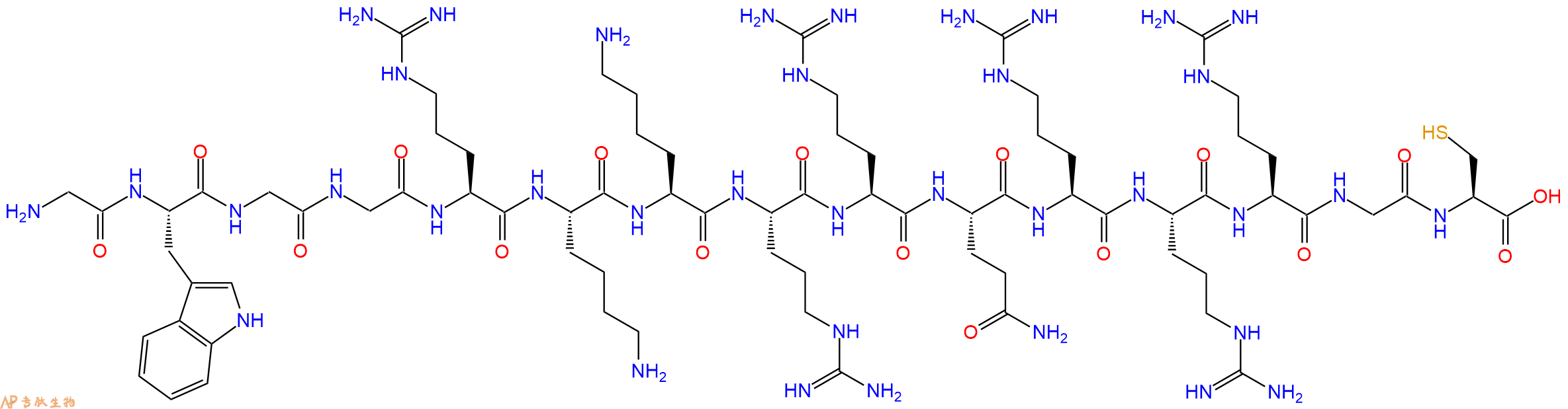 专肽生物产品H2N-Gly-Trp-Gly-Gly-Arg-Lys-Lys-Arg-Arg-Gln-Arg-Arg-Arg-Gly-Cys-OH
