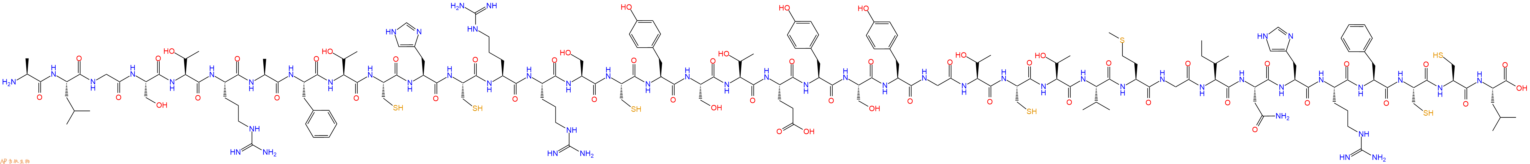 专肽生物产品H2N-Ala-Leu-Gly-Ser-Thr-Arg-Ala-Phe-Thr-Cys-His-Cys-Arg-Arg-Ser-Cys-Tyr-Ser-Thr-Glu-Tyr-Ser-Tyr-Gly-Thr-Cys-Thr-Val-Met-Gly-Ile-Asn-His-Arg-Phe-Cys-Cys-Leu-OH