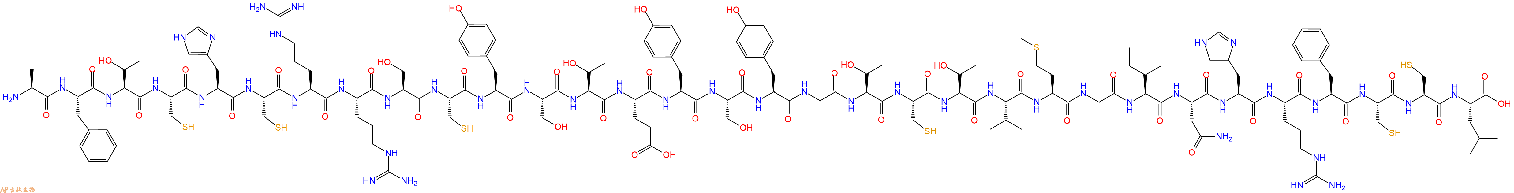 专肽生物产品H2N-Ala-Phe-Thr-Cys-His-Cys-Arg-Arg-Ser-Cys-Tyr-Ser-Thr-Glu-Tyr-Ser-Tyr-Gly-Thr-Cys-Thr-Val-Met-Gly-Ile-Asn-His-Arg-Phe-Cys-Cys-Leu-OH