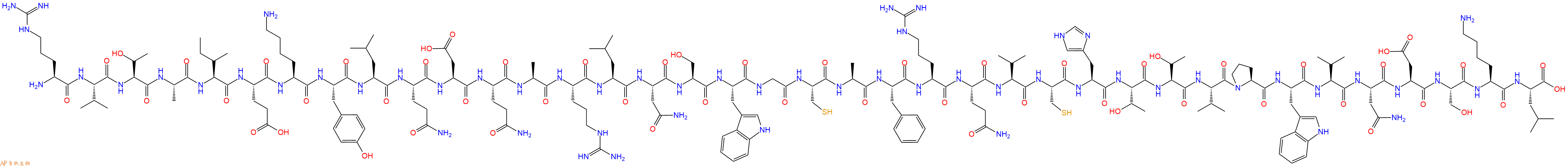 专肽生物产品H2N-Arg-Val-Thr-Ala-Ile-Glu-Lys-Tyr-Leu-Gln-Asp-Gln-Ala-Arg-Leu-Asn-Ser-Trp-Gly-Cys-Ala-Phe-Arg-Gln-Val-Cys-His-Thr-Thr-Val-Pro-Trp-Val-Asn-Asp-Ser-Lys-Leu-OH
