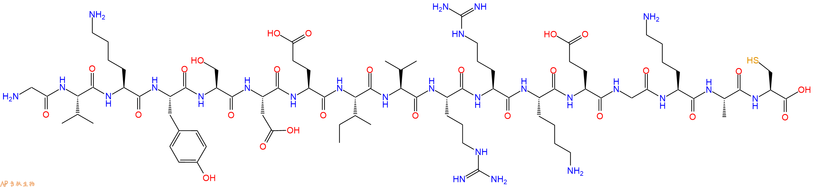 专肽生物产品H2N-Gly-Val-Lys-Tyr-Ser-Asp-Glu-Ile-Val-Arg-Arg-Lys-Glu-Gly-Lys-Ala-Cys-OH