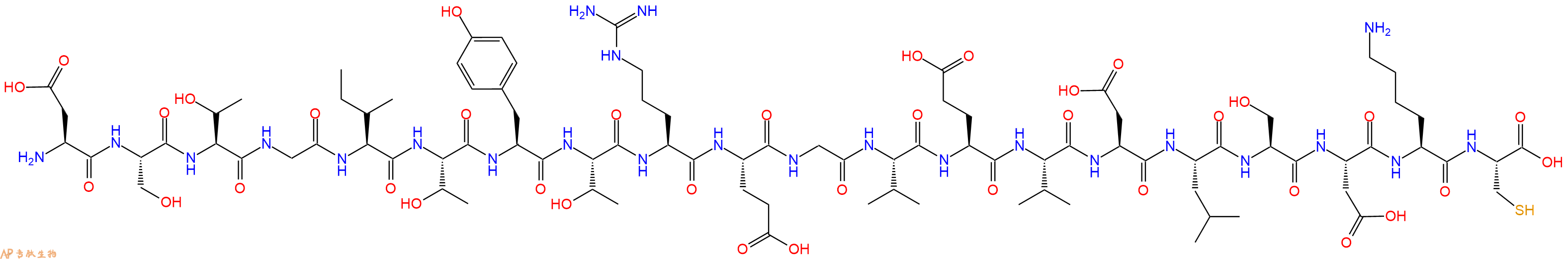 专肽生物产品H2N-Asp-Ser-Thr-Gly-Ile-Thr-Tyr-Thr-Arg-Glu-Gly-Val-Glu-Val-Asp-Leu-Ser-Asp-Lys-Cys-OH