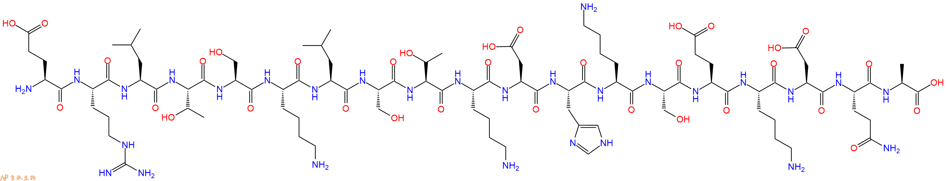 专肽生物产品H2N-Glu-Arg-Leu-Thr-Ser-Lys-Leu-Ser-Thr-Lys-Asp-His-Lys-Ser-Glu-Lys-Asp-Gln-Ala-OH