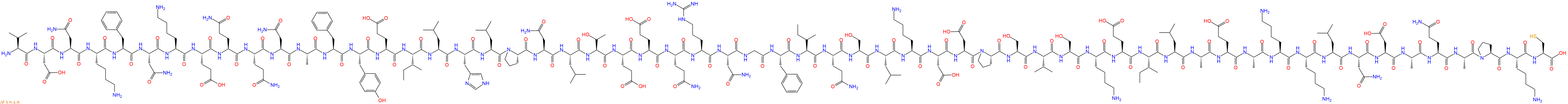 专肽生物产品H2N-Val-Asp-Asn-Lys-Phe-Asn-Lys-Glu-Gln-Gln-Asn-Ala-Phe-Tyr-Glu-Ile-Leu-His-Leu-Pro-Asn-Leu-Thr-Glu-Glu-Gln-Arg-Asn-Gly-Phe-Ile-Gln-Ser-Leu-Lys-Asp-Asp-Pro-Ser-Val-Ser-Lys-Glu-Ile-Leu-Ala-Glu-Ala-Lys-Lys-Leu-Asn-Asp-Ala-Gln-Ala-Pro-Lys-Cys-OH