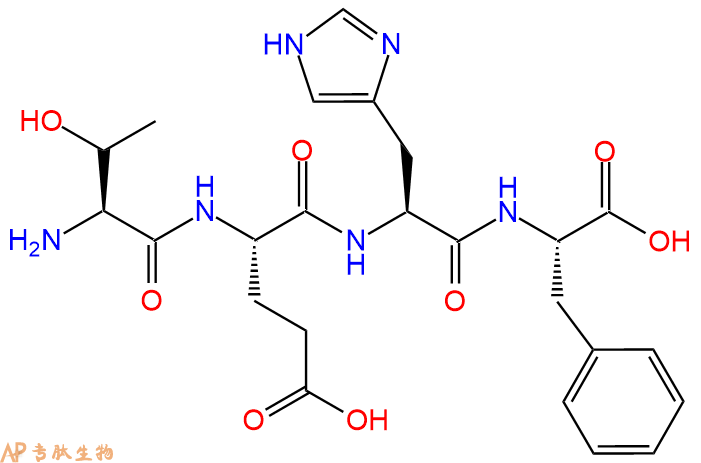 专肽生物产品H2N-Thr-Glu-His-Phe-OH