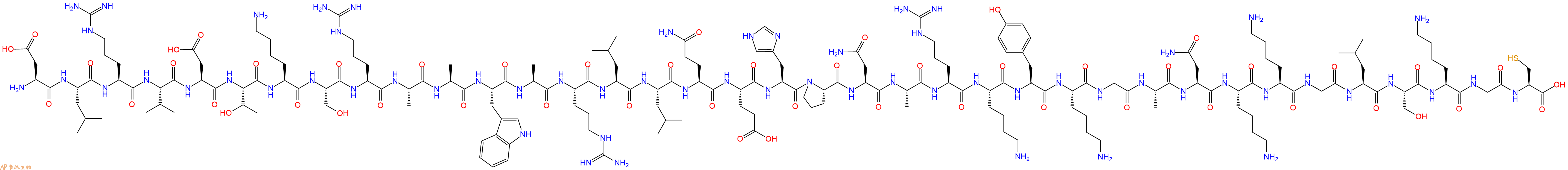 专肽生物产品H2N-Asp-Leu-Arg-Val-Asp-Thr-Lys-Ser-Arg-Ala-Ala-Trp-Ala-Arg-Leu-Leu-Gln-Glu-His-Pro-Asn-Ala-Arg-Lys-Tyr-Lys-Gly-Ala-Asn-Lys-Lys-Gly-Leu-Ser-Lys-Gly-Cys-OH