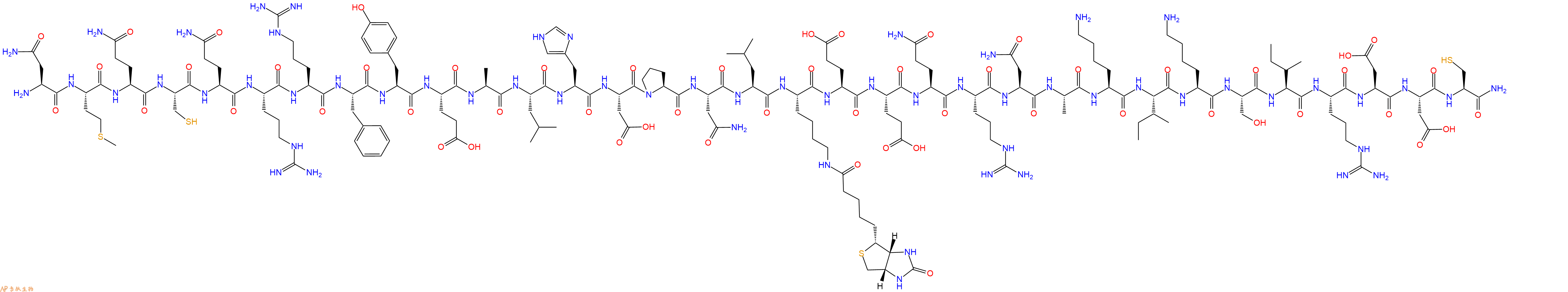 专肽生物产品H2N-Asn-Met-Gln-Cys-Gln-Arg-Arg-Phe-Tyr-Glu-Ala-Leu-His-Asp-Pro-Asn-Leu-Lys(Biotin)-Glu-Glu-Gln-Arg-Asn-Ala-Lys-Ile-Lys-Ser-Ile-Arg-Asp-Asp-Cys-NH2