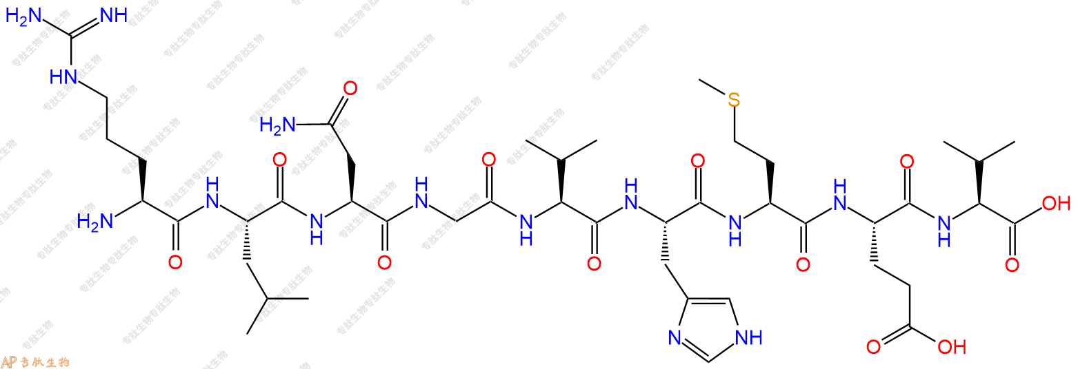 专肽生物产品H2N-Arg-Leu-Asn-Gly-Val-His-Met-Glu-Val-OH