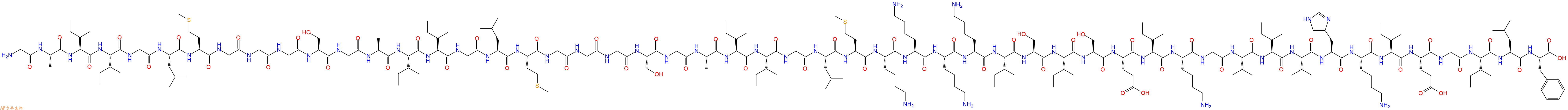 专肽生物产品H2N-Gly-Ala-Ile-Ile-Gly-Leu-Met-Gly-Gly-Gly-Ser-Gly-Ala-Ile-Ile-Gly-Leu-Met-Gly-Gly-Gly-Ser-Gly-Ala-Ile-Ile-Gly-Leu-Met-Lys-Lys-Lys-Lys-Ile-Ser-Ile-Ser-Glu-Ile-Lys-Gly-Val-Ile-Val-His-Lys-Ile-Glu-Gly-Ile-Leu-Phe-OH