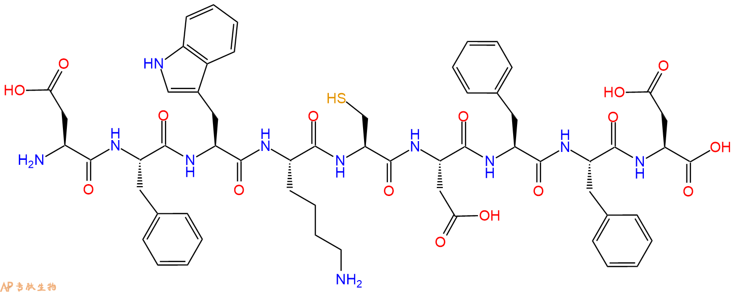 专肽生物产品H2N-Asp-Phe-Trp-Lys-Cys-Asp-Phe-Phe-Asp-OH
