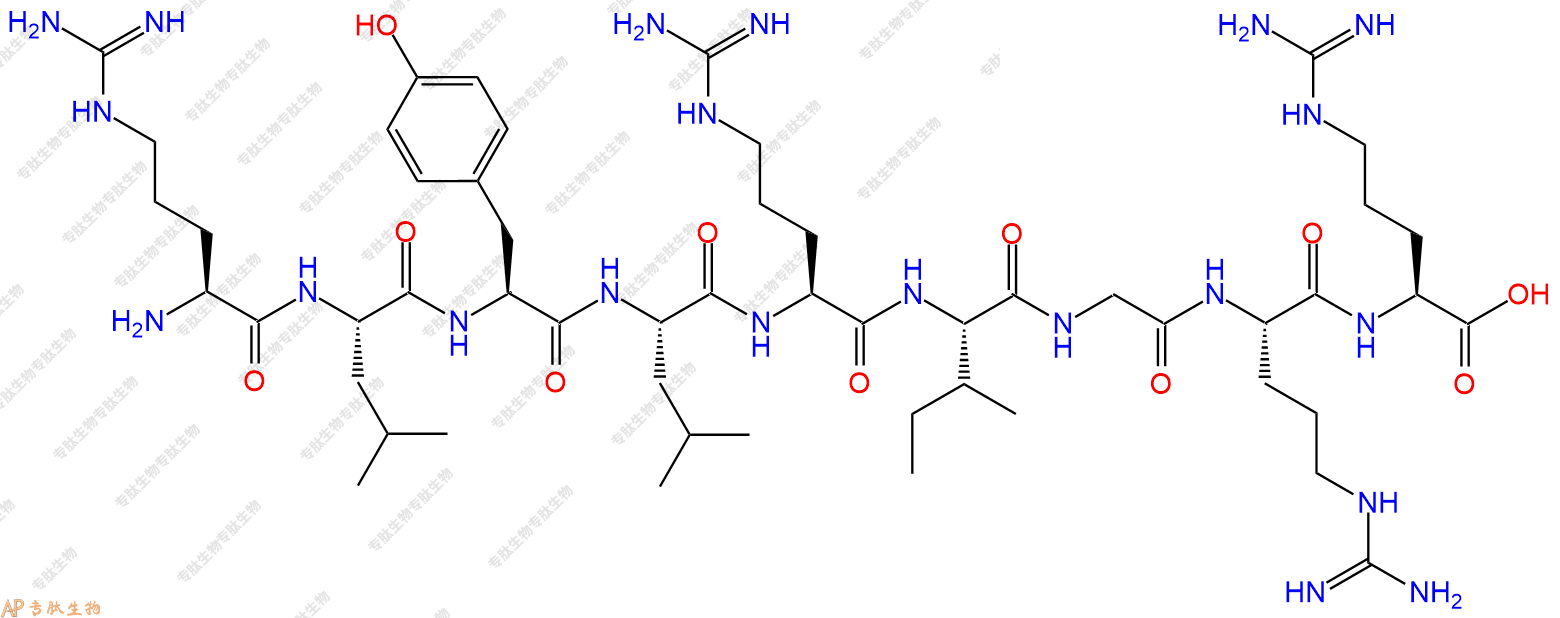 专肽生物产品H2N-Arg-Leu-Tyr-Leu-Arg-Ile-Gly-Arg-Arg-OH