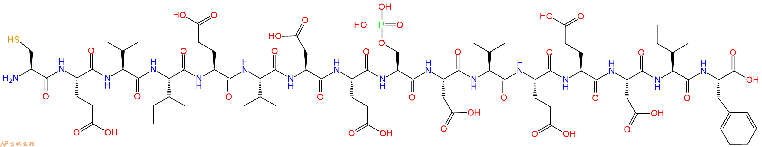 专肽生物产品H2N-Cys-Glu-Val-Ile-Glu-Val-Asp-Glu-Ser(PO3H2)-Asp-Val-Glu-Glu-Asp-Ile-Phe-OH