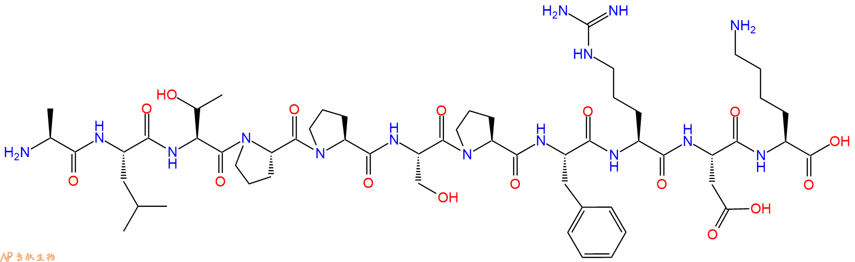 专肽生物产品H2N-Ala-Leu-Thr-Pro-Pro-Ser-Pro-Phe-Arg-Asp-Lys-OH