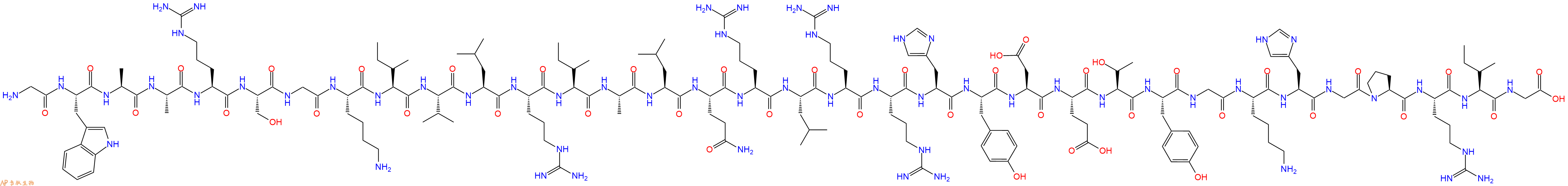 专肽生物产品H2N-Gly-Trp-Ala-Ala-Arg-Ser-Gly-Lys-Ile-Val-Leu-Arg-Ile-Ala-Leu-Gln-Arg-Leu-Arg-Arg-His-Tyr-Asp-Glu-Thr-Tyr-Gly-Lys-His-Gly-Pro-Arg-Ile-Gly-OH