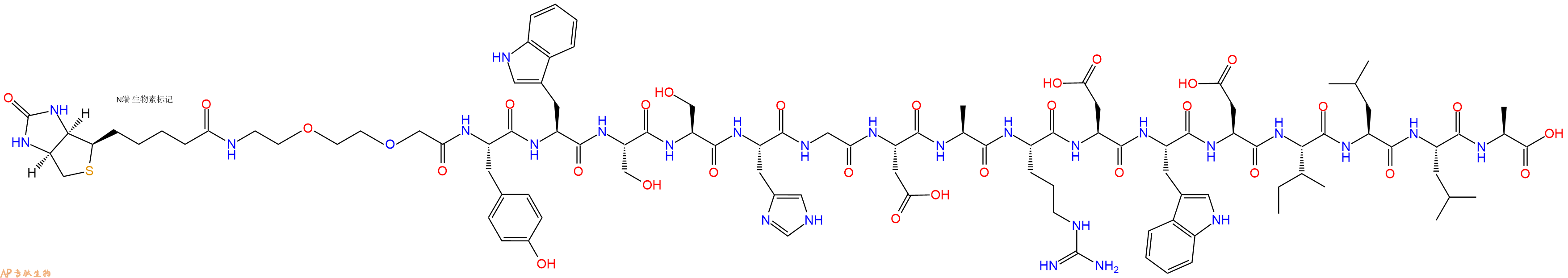 专肽生物产品Biotinyl-PEG2-Tyr-Trp-Ser-Ser-His-Gly-Asp-Ala-Arg-Asp-Trp-Asp-Ile-Leu-Leu-Ala