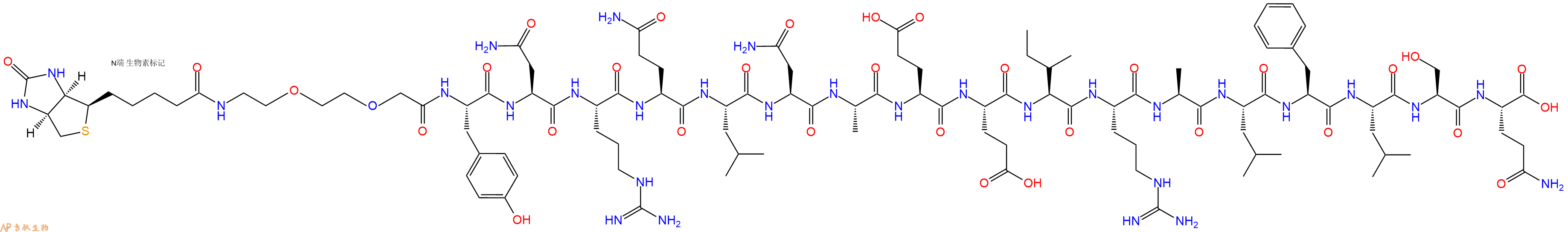 专肽生物产品Biotinyl-PEG2-Tyr-Asn-Arg-Gln-Leu-Asn-Ala-Glu-Glu-Ile-Arg-Ala-Leu-Phe-Leu-Ser-Gln