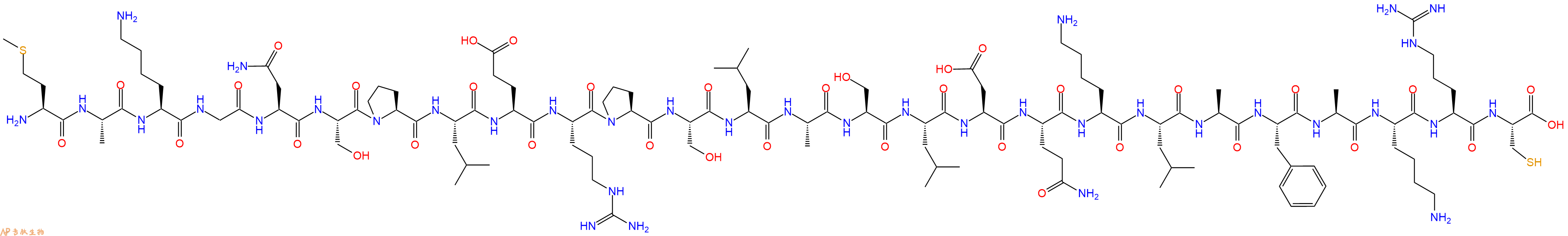 专肽生物产品H2N-Met-Ala-Lys-Gly-Asn-Ser-Pro-Leu-Glu-Arg-Pro-Ser-Leu-Ala-Ser-Leu-Asp-Gln-Lys-Leu-Ala-Phe-Ala-Lys-Arg-Cys-OH